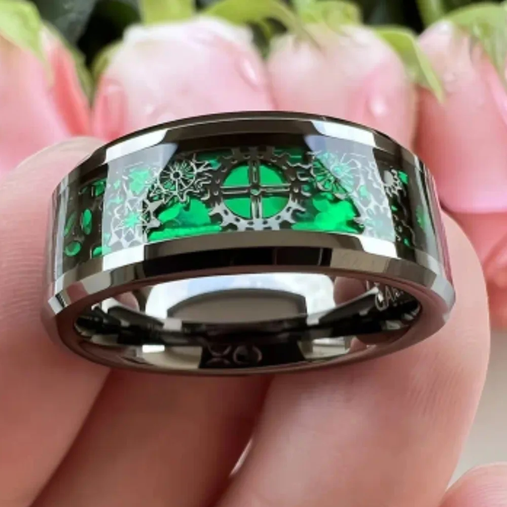 New Green Gear men's stainless steel wedding band size 13